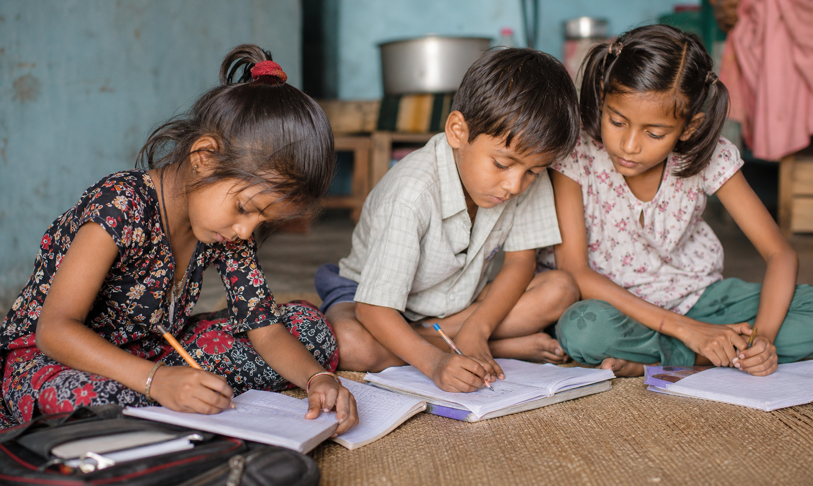 Children studying with education support